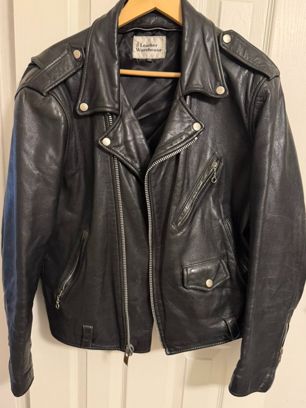 classic black leather motorcycle jacket